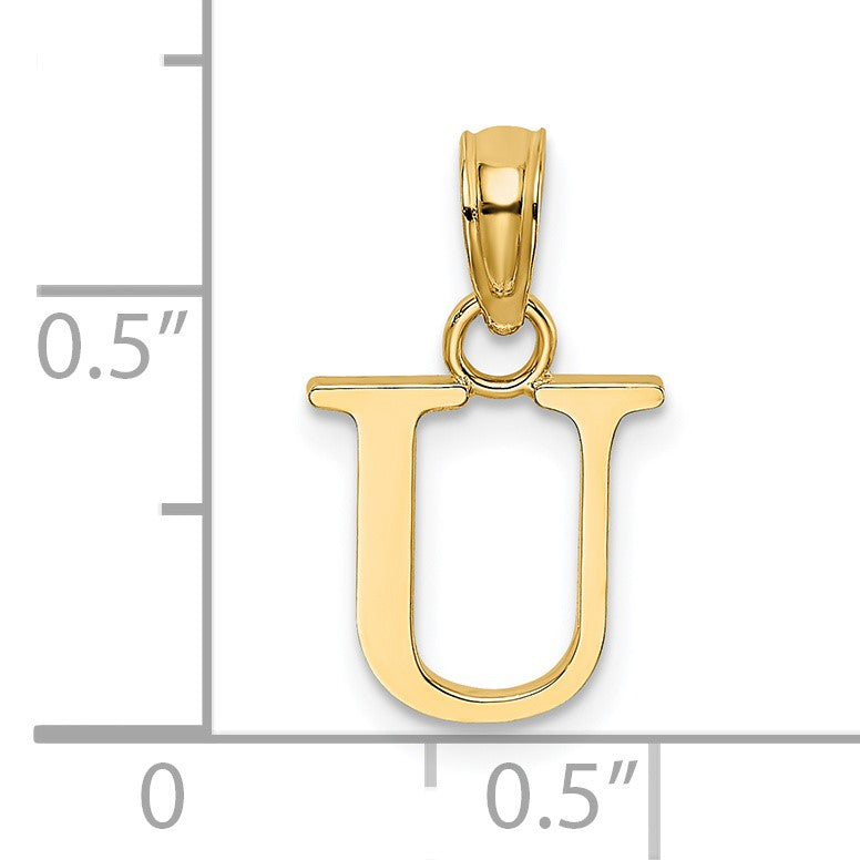 14K Polished Block Letter U Initial Pendant
