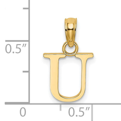 14K Polished Block Letter U Initial Pendant