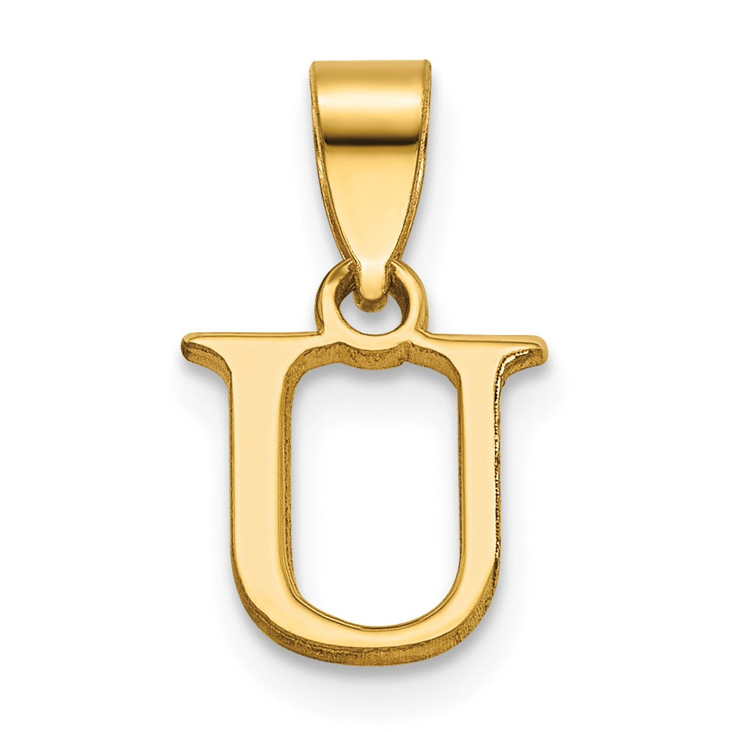 14K Polished Block Letter U Initial Pendant