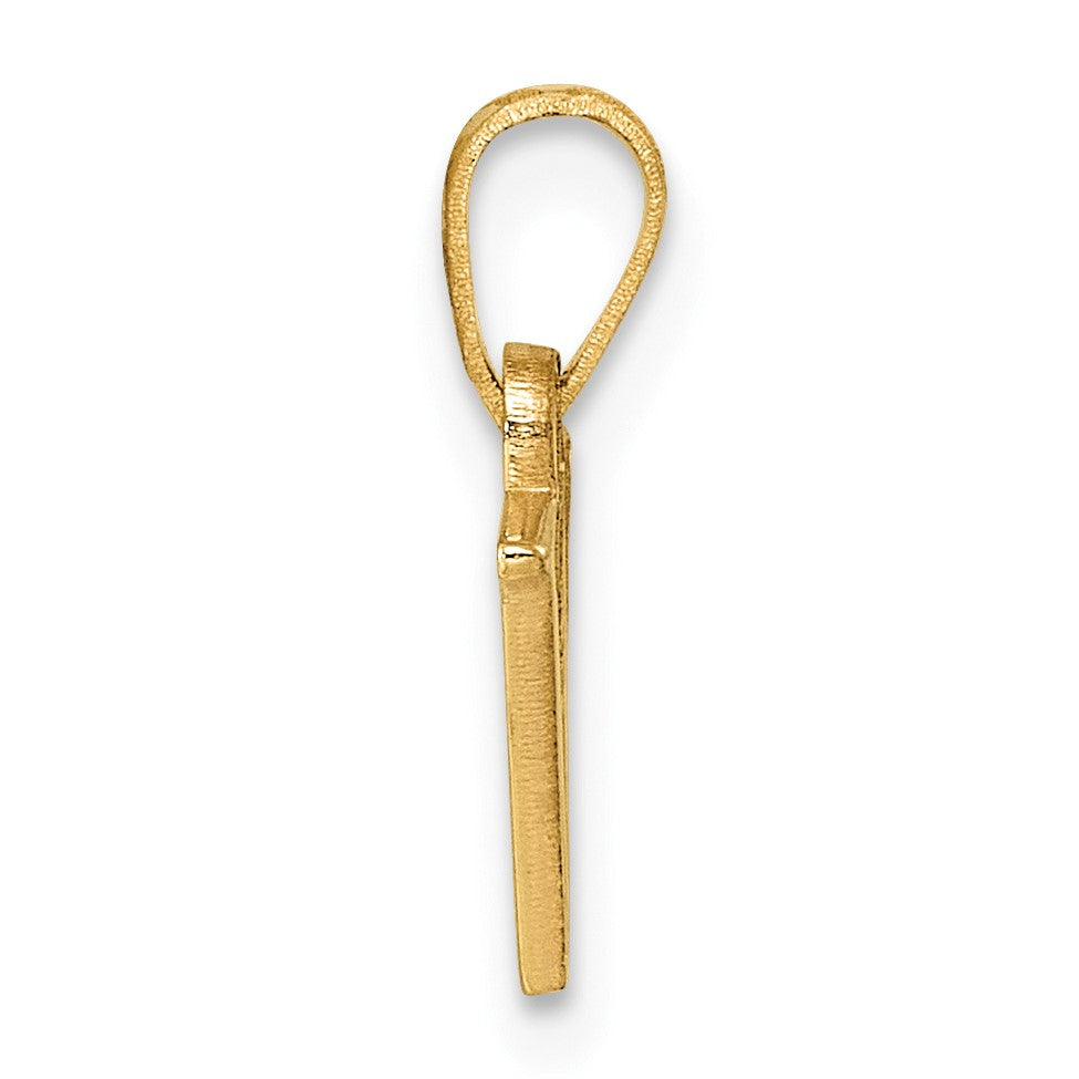14K Polished Block Letter V Initial Pendant