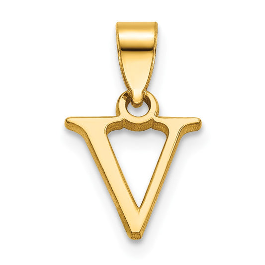 14K Polished Block Letter V Initial Pendant