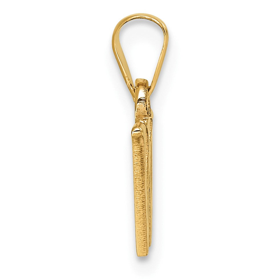 14K Polished Block Letter W Initial Pendant