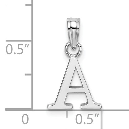 14KW Polished Block Letter A Initial Pendant