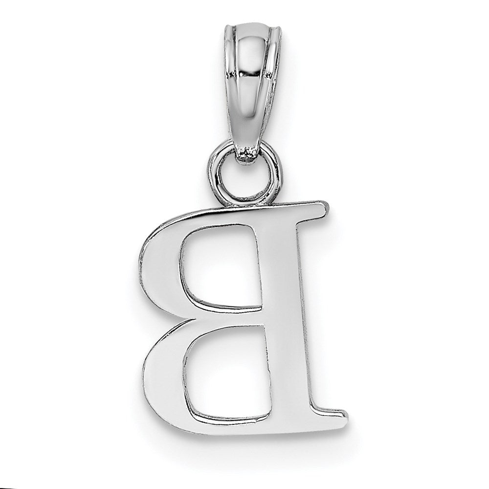 14KW Polished Block Letter B Initial Pendant