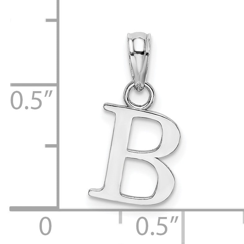 14KW Polished Block Letter B Initial Pendant