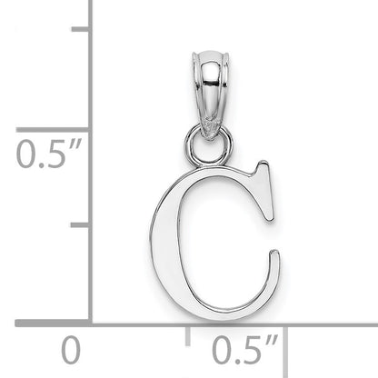 14KW Polished Block Letter C Initial Pendant