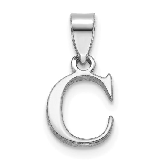 14KW Polished Block Letter C Initial Pendant