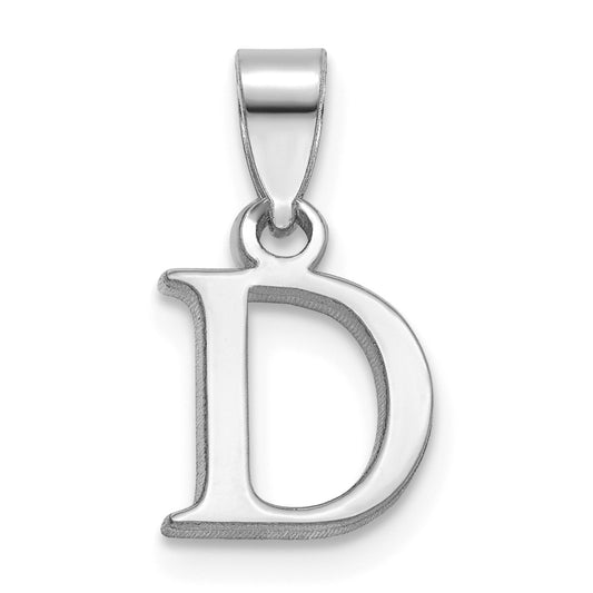 14KW Polished Block Letter D Initial Pendant