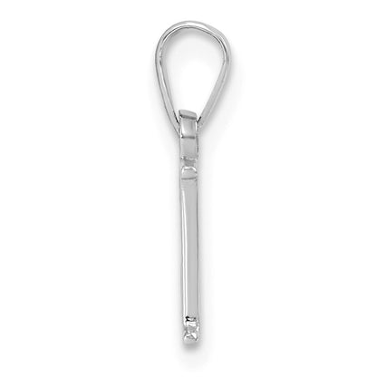 14K White Gold Polished Block Letter E Initial Pendant