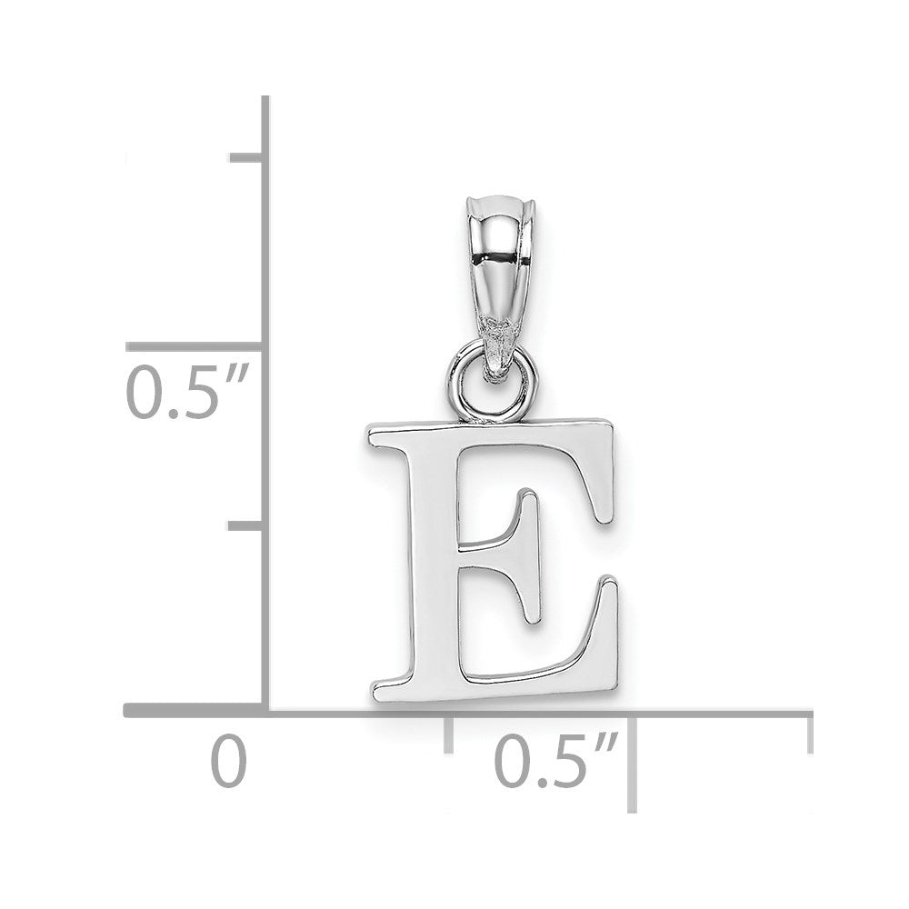 14K White Gold Polished Block Letter E Initial Pendant