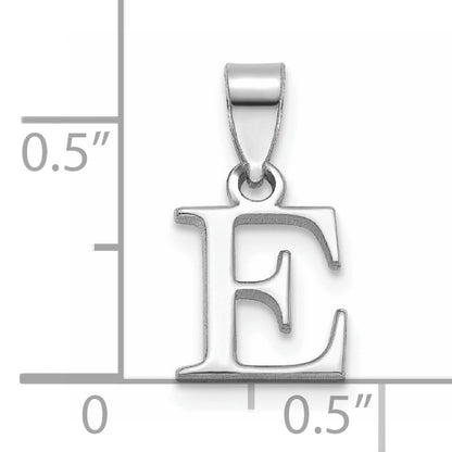 14K White Gold Polished Block Letter E Initial Pendant