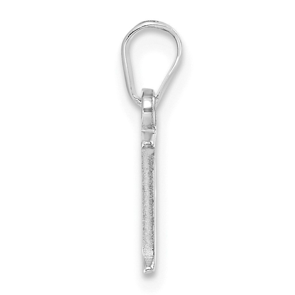14K White Gold Polished Block Letter F Initial Pendant