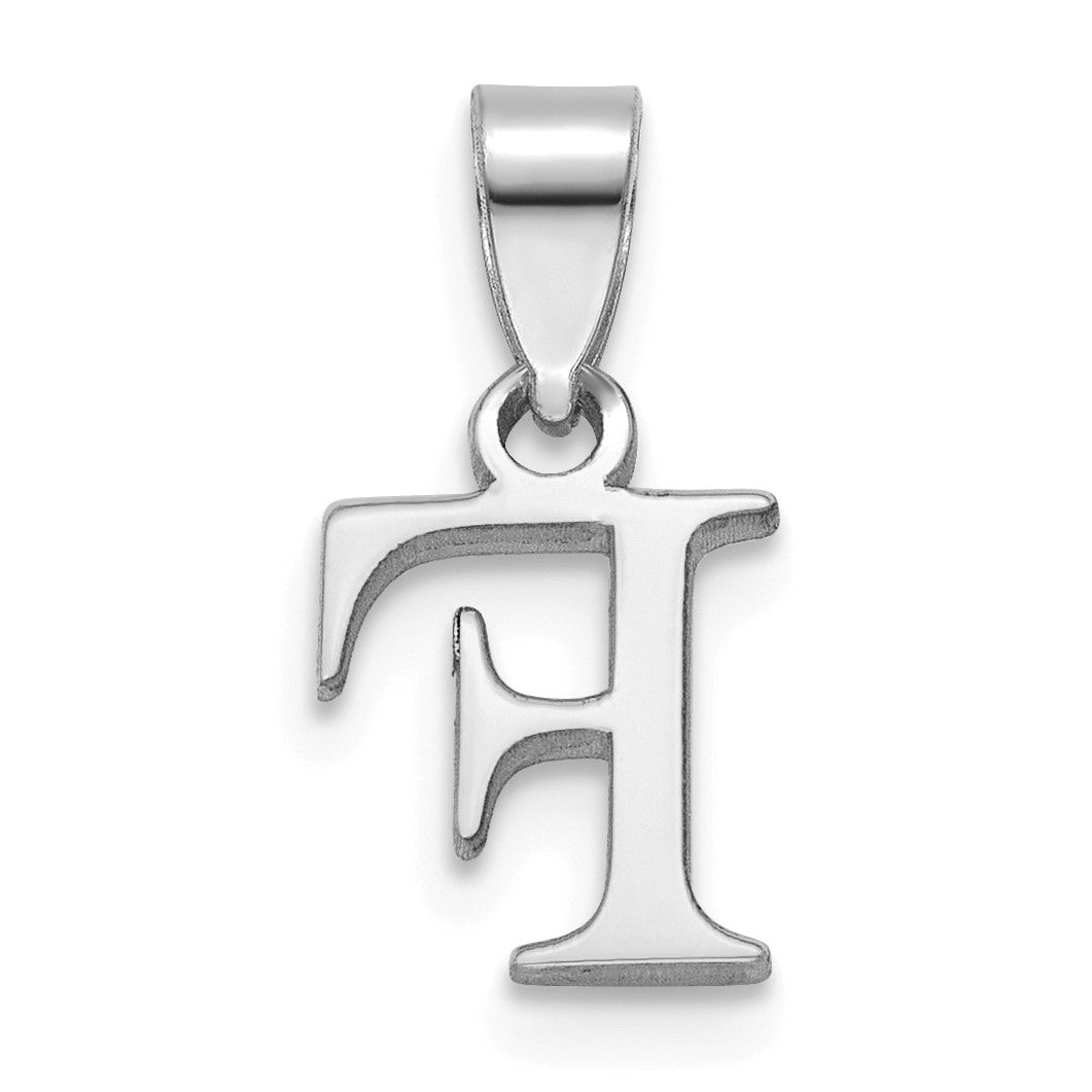 14K White Gold Polished Block Letter F Initial Pendant