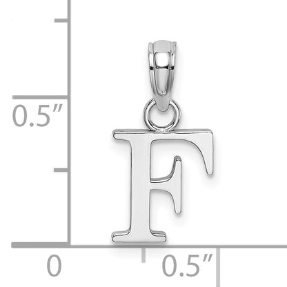 14K White Gold Polished Block Letter F Initial Pendant