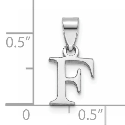14K White Gold Polished Block Letter F Initial Pendant