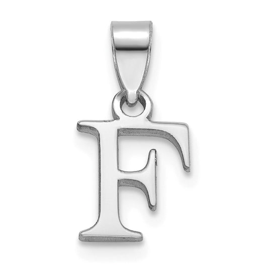 14K White Gold Polished Block Letter F Initial Pendant