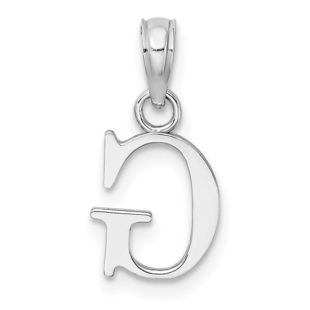 14K White Gold Polished Block Letter G Initial Pendant