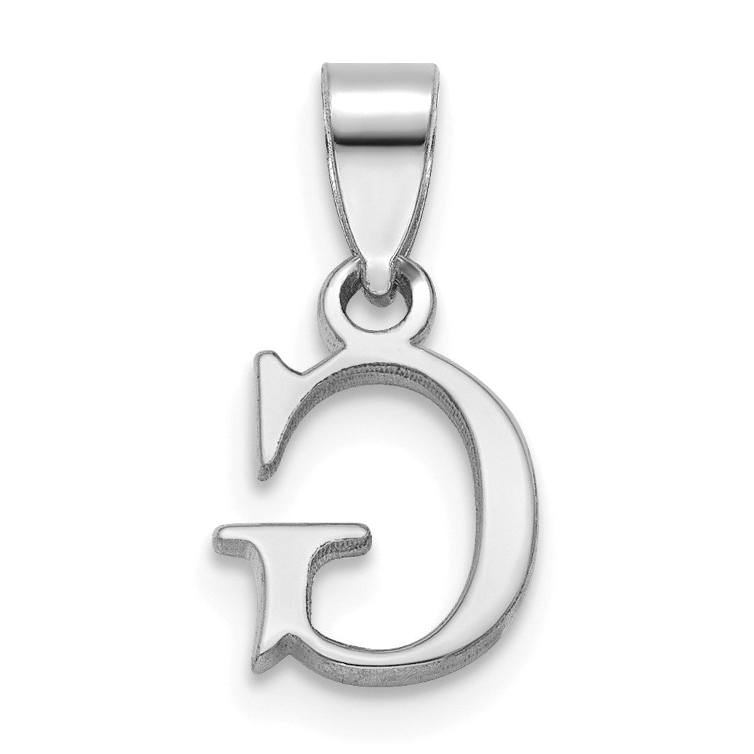 14K White Gold Polished Block Letter G Initial Pendant