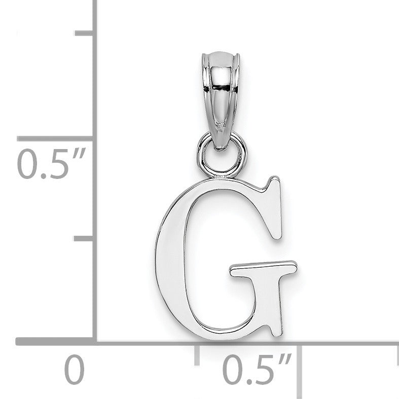 14K White Gold Polished Block Letter G Initial Pendant