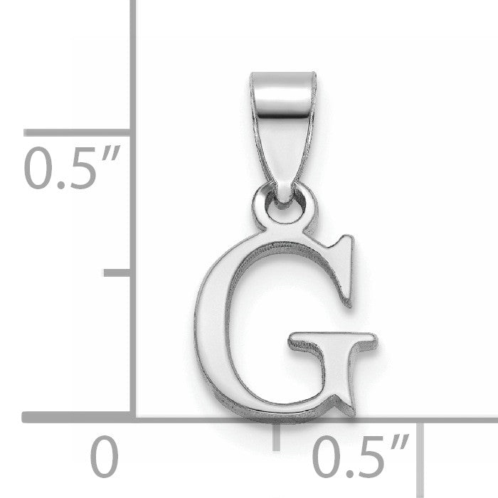 14K White Gold Polished Block Letter G Initial Pendant
