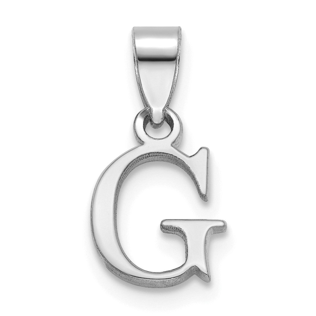14K White Gold Polished Block Letter G Initial Pendant