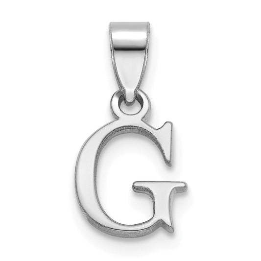 14K White Gold Polished Block Letter G Initial Pendant