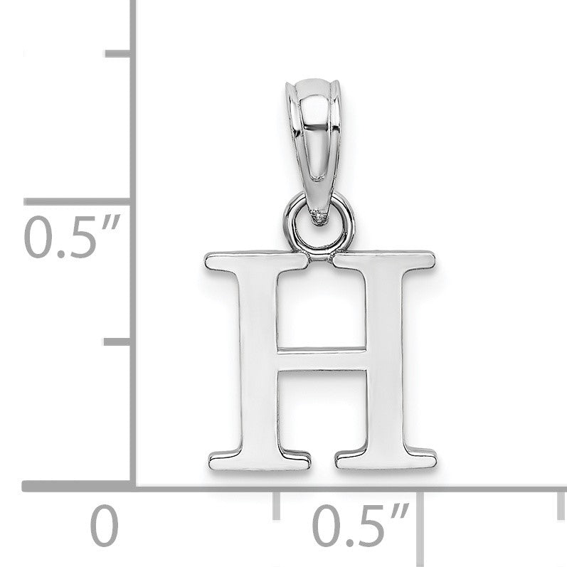 14K White Gold Polished Block Letter H Initial Pendant