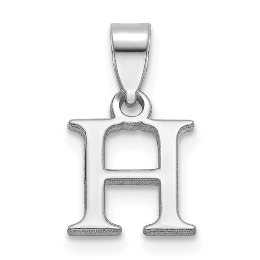 14K White Gold Polished Block Letter H Initial Pendant