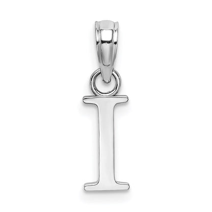 14K White Gold Polished Block Letter I Initial Pendant