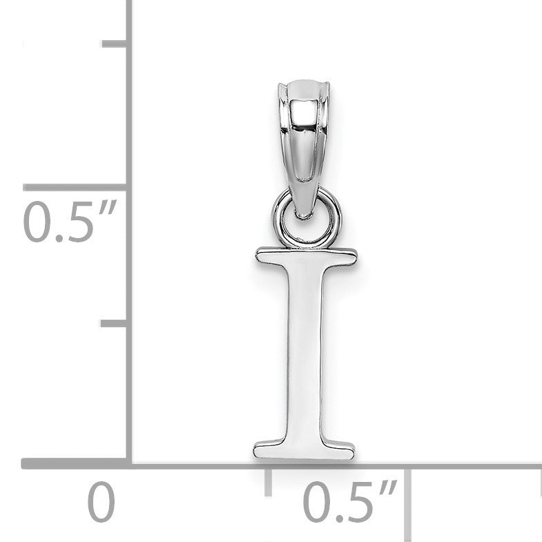 14K White Gold Polished Block Letter I Initial Pendant