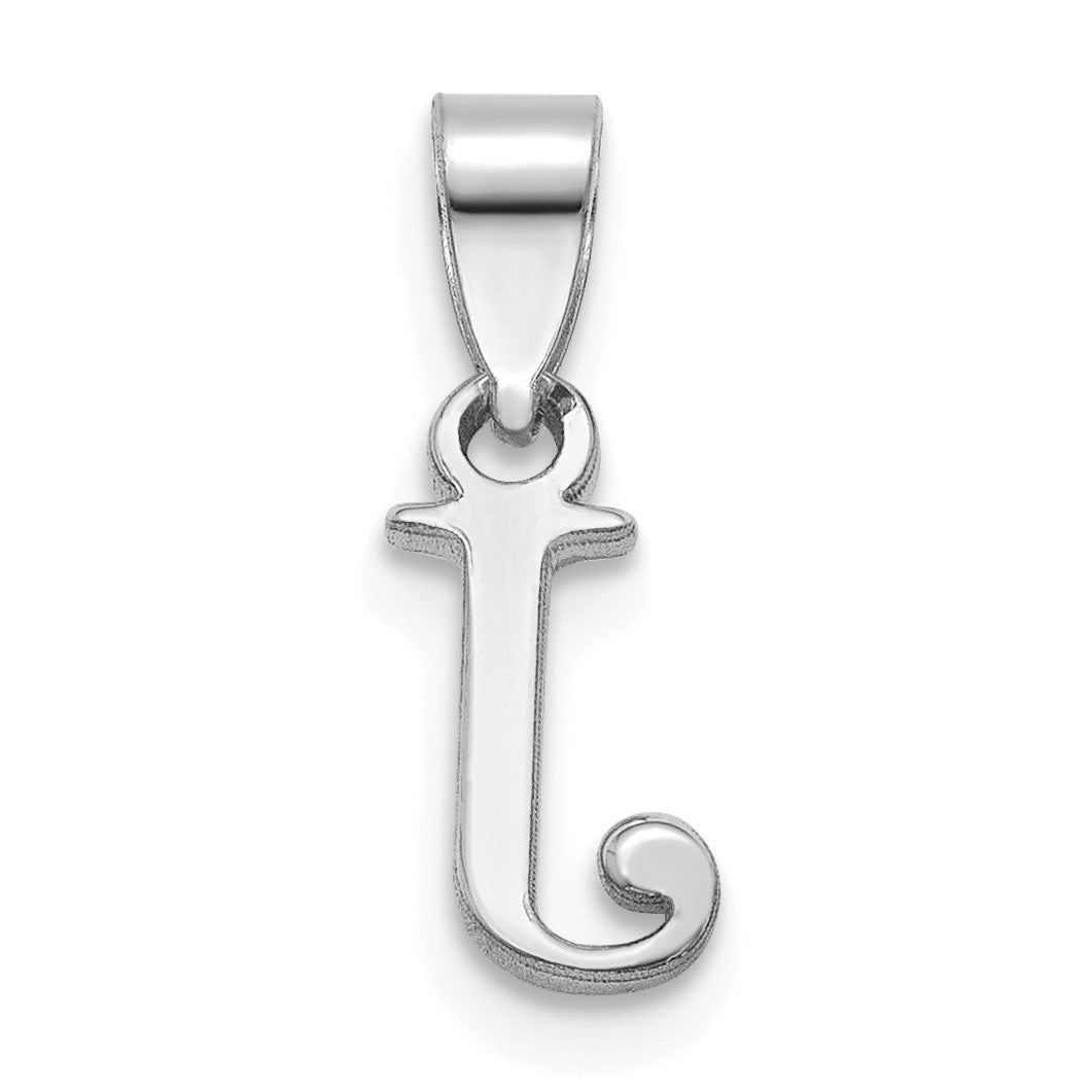 14K White Gold Polished Block Letter J Initial Pendant