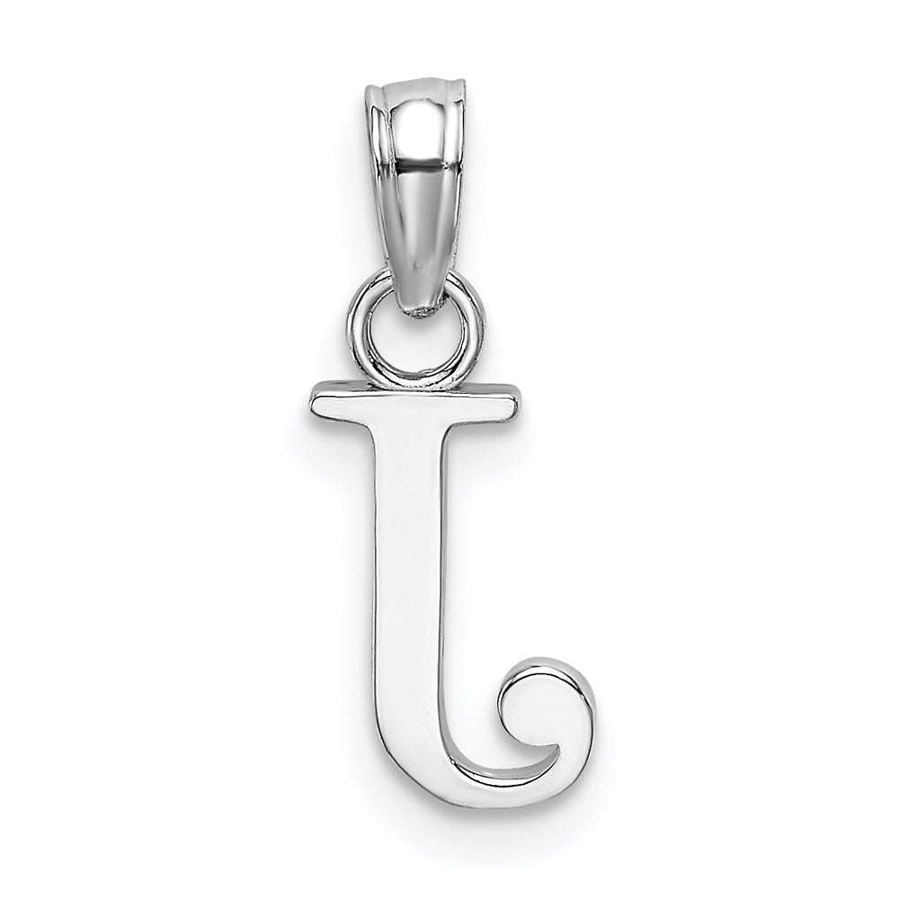 14K White Gold Polished Block Letter J Initial Pendant