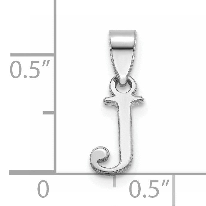 14K White Gold Polished Block Letter J Initial Pendant