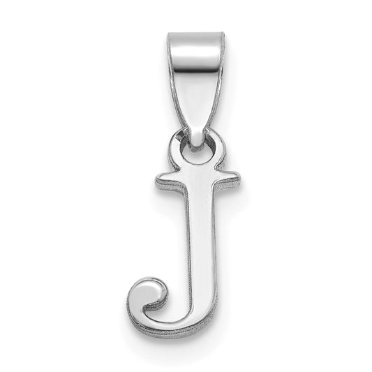 14K White Gold Polished Block Letter J Initial Pendant