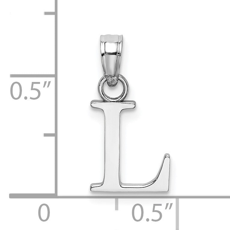 14K White Gold Polished Block Letter L Initial Pendant