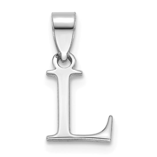 14K White Gold Polished Block Letter L Initial Pendant