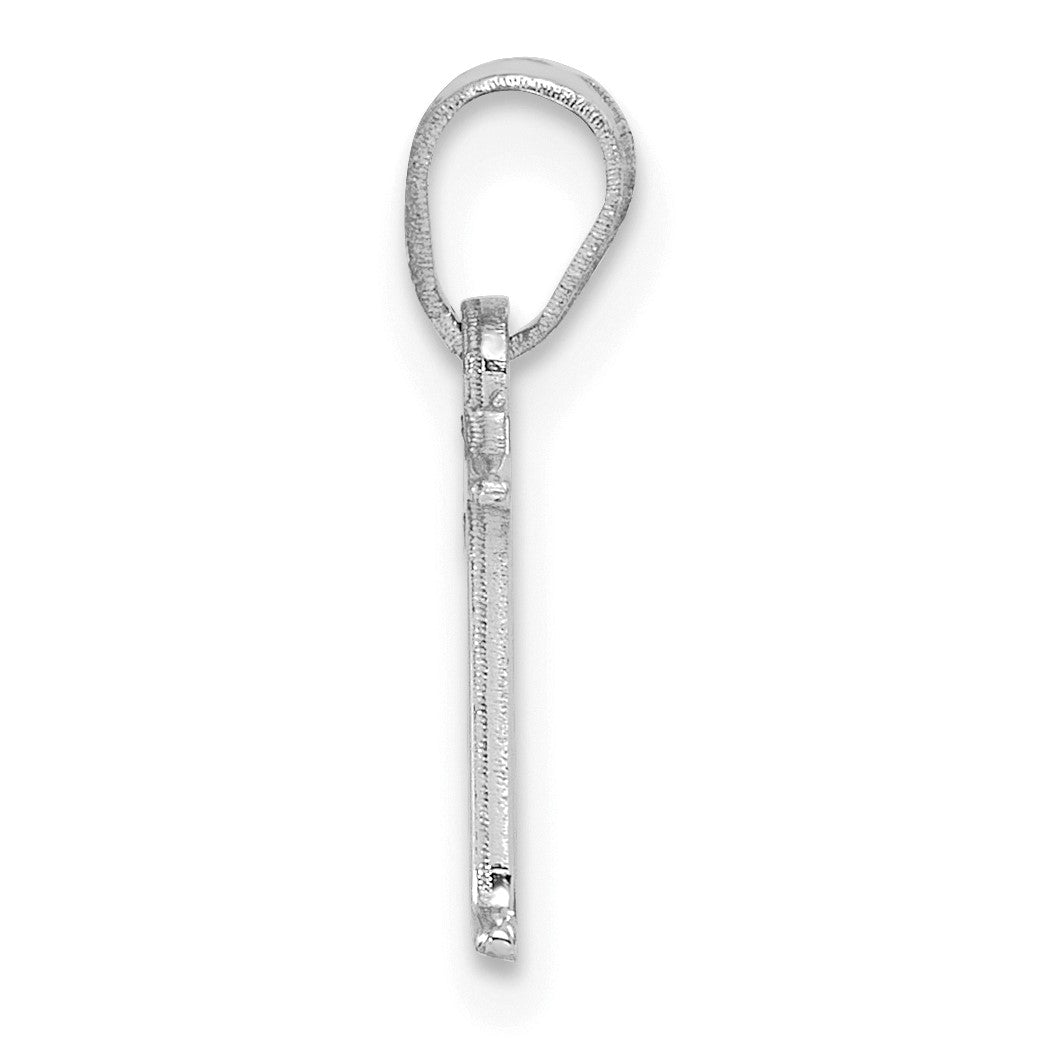 14K White Gold Polished Block Letter M Initial Pendant