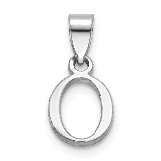 14K White Gold Polished Block Letter O Initial Pendant