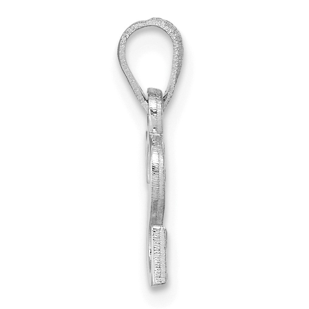 14K White Gold Polished Block Letter S Initial Pendant