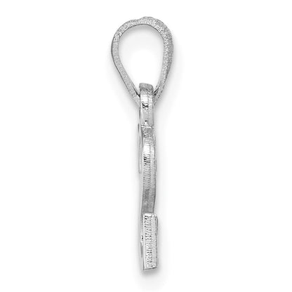 14K White Gold Polished Block Letter S Initial Pendant