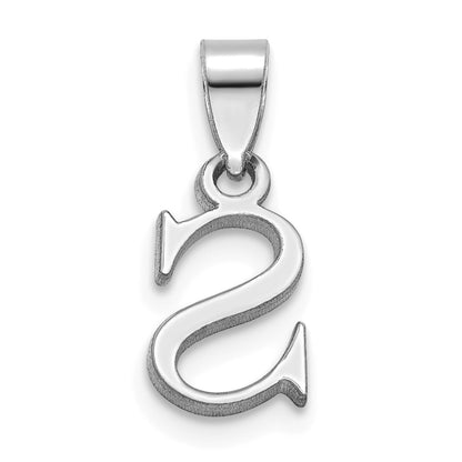 14K White Gold Polished Block Letter S Initial Pendant
