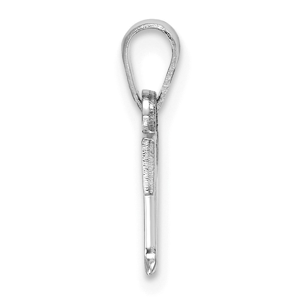 14K White Gold Polished Block Letter T Initial Pendant