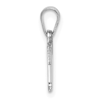 14K White Gold Polished Block Letter T Initial Pendant