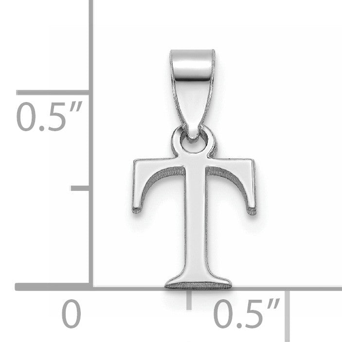 14K White Gold Polished Block Letter T Initial Pendant