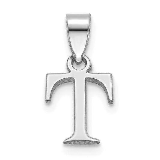 14K White Gold Polished Block Letter T Initial Pendant