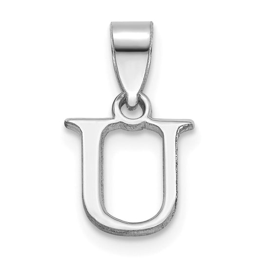 14K White Gold Polished Block Letter U Initial Pendant