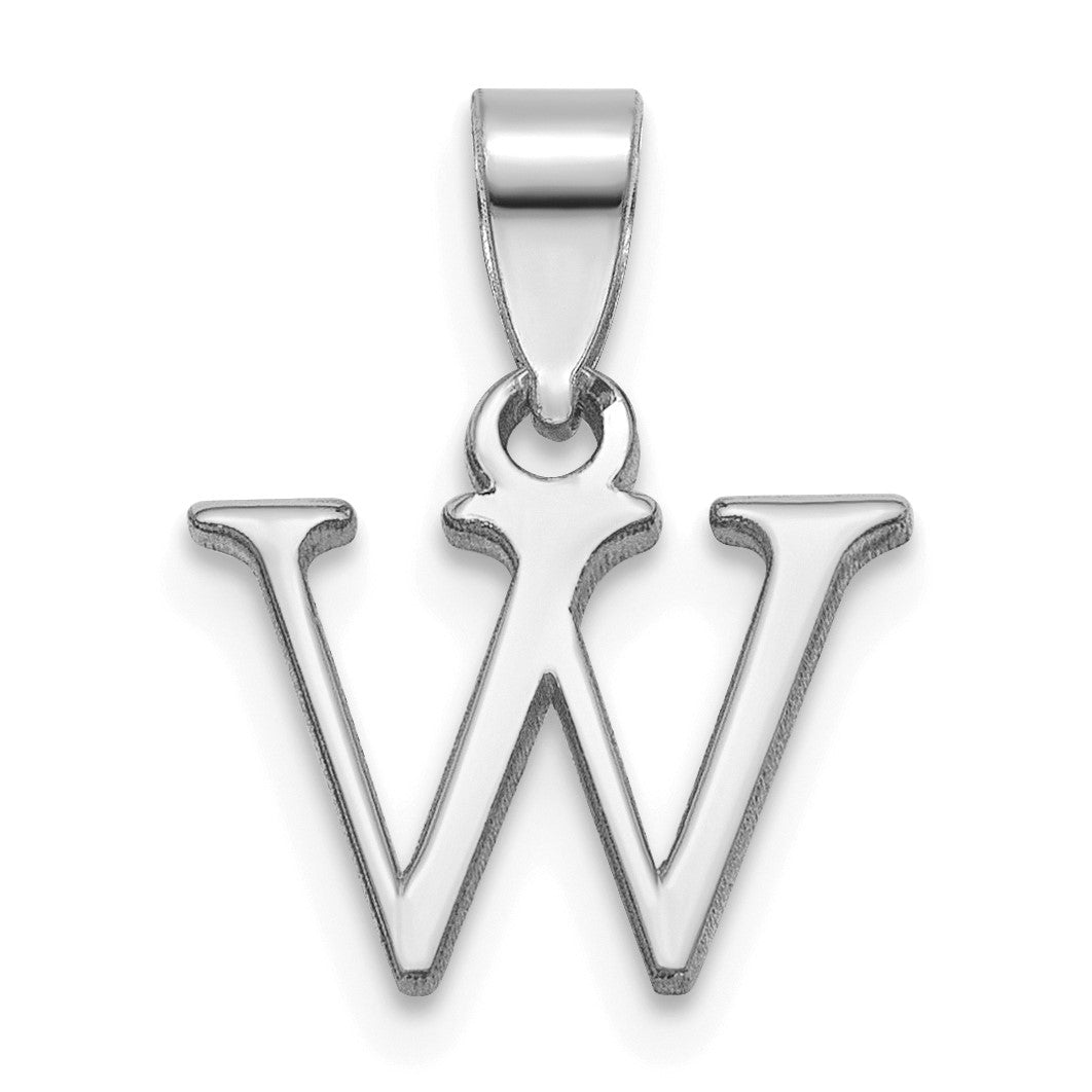 14K White Gold Polished Block Letter W Initial Pendant