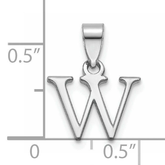 14K White Gold Polished Block Letter W Initial Pendant