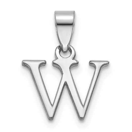14K White Gold Polished Block Letter W Initial Pendant