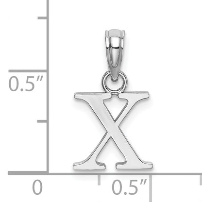 14K White Gold Polished Block Letter X Initial Pendant